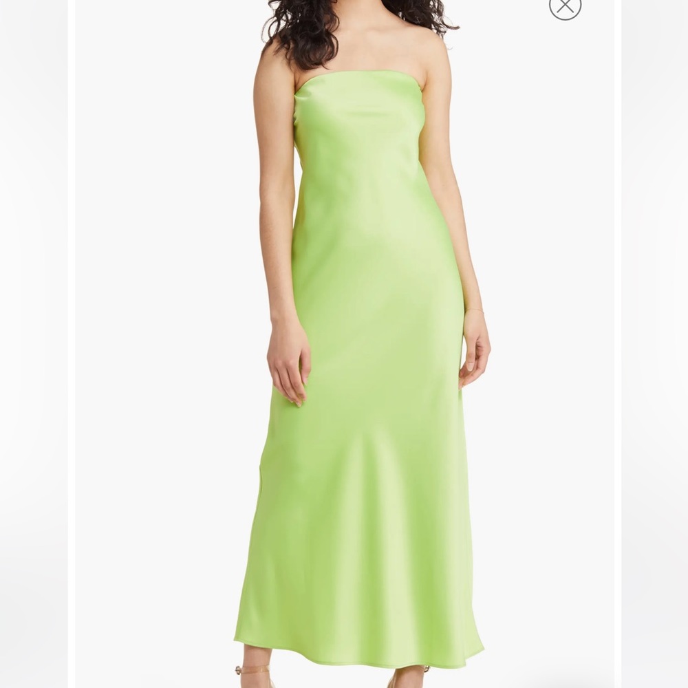 WAYF Strapless Matte Satin Bias Cut Gown